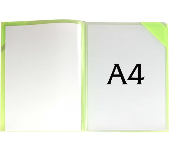 Папка для документов Феникс + Зеленый А4, 31.2x23.3x0.8 см, 1 отделение, 6 впаянных файлов с уголками, с держателями для уголков 53245