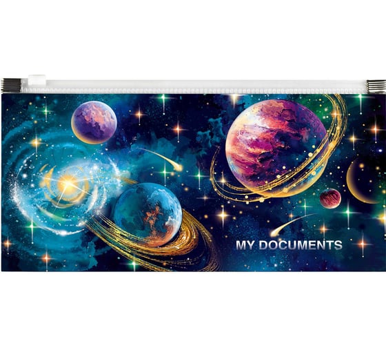 Папка для документов Феникс + КОСМОС полипропилен, 26x14 см, 1 отделение, дно с расширением, УФ-печать 59380 1
