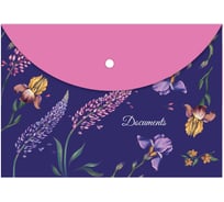 Папка для документов Феникс + ЦВЕТЫ полипропилен, А4, 33.5x23 см, 1 отделение, кнопка, УФ-печать 62002