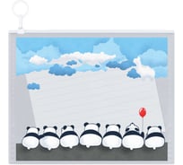 Папка для документов Феникс + ПАНДЫ С ШАРИКОМ полипропилен, А6, 16x11.5 см, 1 отделение, гибкая молния, "собачка" кольцо, УФ-печать 62000