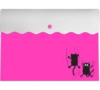 Папка для документов Феникс + КОТИКИ полипропилен, А4, 31x22.5 см, 1 отделение, кнопка, фигурная вырубка, шелкография 58806