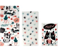 Папка для документов Феникс + КОШКИ полипропилен, 3 шт., в наборе, 8.1x17.5; 7x15; 7x10, УФ-печать 53256