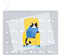 Папка для документов Феникс + КОТ В КРЕСЛЕ полипропилен, А6, 16x11.5 см, 1 отделение, гибкая молния, "собачка" кольцо, УФ-печать 61999