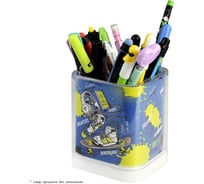 Подставка для канцелярских принадлежностей Феникс+ СКЕЙТ 8,2x10,3x8,2 см, полистирол, цвет: голубой, зеленый, полноцветная печать, 1 отделение, ПЭТ-пакет с европодвесом 59953