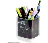 Подставка для канцелярских принадлежностей Феникс+ ТАЧКА 8,2x10,3x8,2 см, полистирол, цвет: серый, полноцветная печать, 1 отделение, ПЭТ-пакет с европодвесом 59954