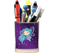 Подставка для канцелярских принадлежностей Феникс+ ФЕЕЧКИ 8,2x10,3x8,2 см, полистирол, цвет: сиреневый, полноцветная печать, 1 отделение, ПЭТ-пакет 62676