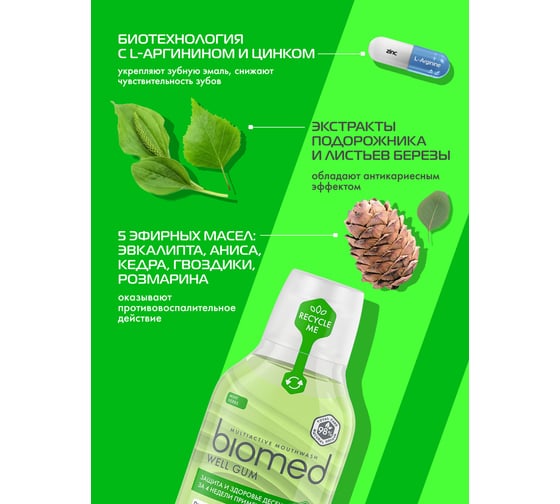 Ополаскиватель Biomed WELL GUM/ВЕЛ ГАМ 250 мл 109.51155.0101