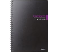 Блокнот COMIX Compera Bond A4 в линейку, на пружине, 80 листов, обложка черная/фиолетовая CPA4807 BLK/PU