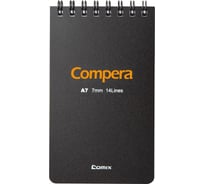 Блокнот COMIX Compera Bond A7 в линейку, на пружине, 50 листов, обложка черная/оранжевая CPA7507 BLK/OR