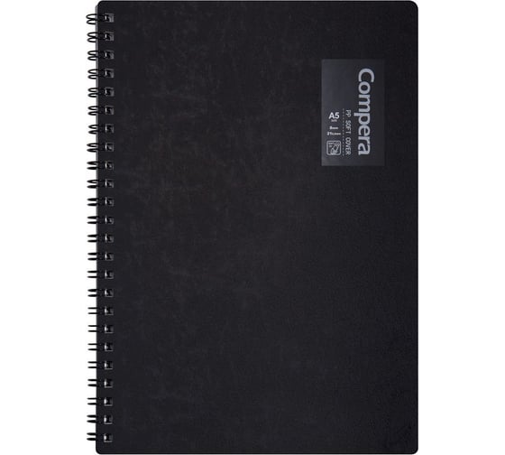 Блокнот COMIX Compera Original A5 в линейку, на пружине, 50 листов, обложка черная C7003 BLK 1