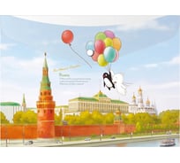 Папка-конверт COMIX География на кнопке А4 Москва Кремль A7580 MK
