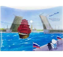 Папка-конверт COMIX География на кнопке А4 Санкт-Петербург Дворцовый Мост A7580 PB