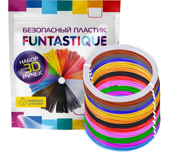 Набор pla-пластика для 3д ручек FUNTASTIQUE 12 цветов, 5 м PLA-PEN-12-5 1