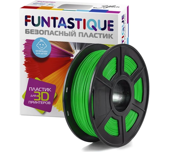 Пластик в катушке FUNTASTIQUE abs, 1.75 мм, 1 кг, зелёный ABS-1KG-GN 1