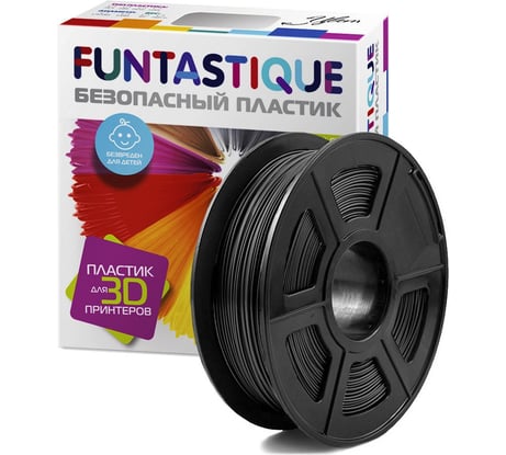 Пластик в катушке FUNTASTIQUE petg, 1.75 мм, 1 кг, черный PETG-1KG-BK