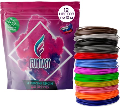 Набор abs-пластика для 3D ручек Funtasy  12 цветов 10 метров ABS-SET-12-10