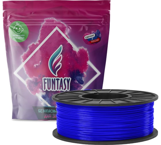 Пластик в катушке Funtasy  abs,1.75 мм,1 кг, цвет синий ABS-1KG-BL-1