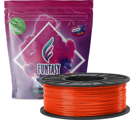 Пластик в катушке Funtasy  светящийся pla lumi,1.75 мм,1 кг, цвет красный PLA-LUM-1KG-RD-1
