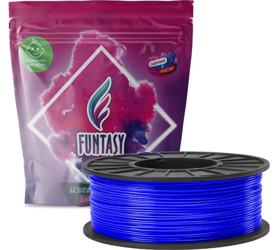 Пластик в катушке Funtasy  светящийся pla lumi,1.75 мм,1 кг, цвет синий PLA-LUM-1KG-BL-1 1