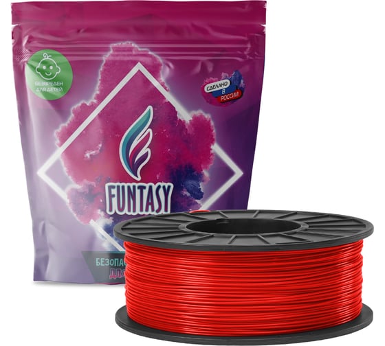 Пластик в катушке Funtasy  petg,1.75 мм,1 кг, цвет красный PETG-1KG-RD-1