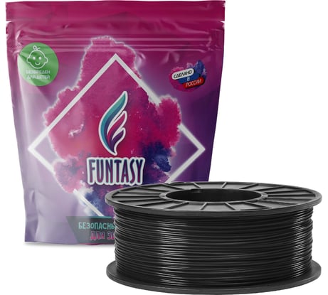 Пластик в катушке Funtasy  pla,1.75 мм,1 кг, цвет черный PLA-1KG-BK-1