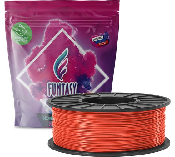Пластик в катушке Funtasy  petg,1.75 мм,1 кг, цвет красный матовый PETG-1KG-RM-1 1