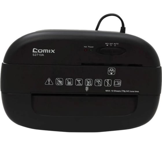 Шредер COMIX SOHO, черный, фрагмент 4x30 мм, 10 листов, 21 литр S2710A-CO60