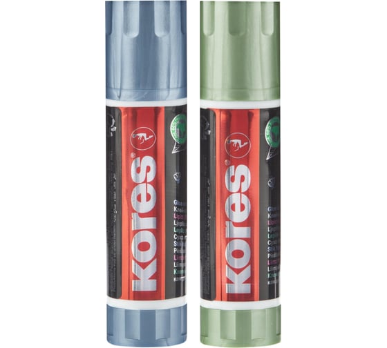 Клей-карандаш Kores 20 г metallic style 20 г, 2 шт в упаковке синий/зеленый блистер 12222 1536754