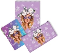 Подарочный набор LAMARK цветочное настроение, скетчбук, блокнот с ручкой, косметичка GF0001-02