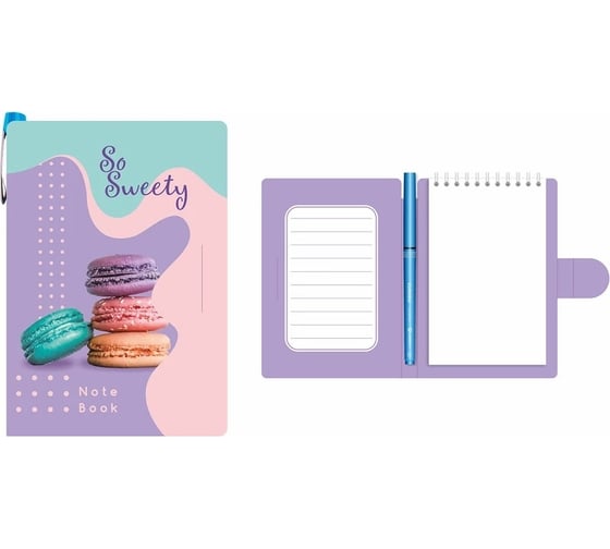 Блокнот LAMARK серии so sweety с ручкой macaroons, 105x150 мм, внутренний блок белый, на гребне NB0136