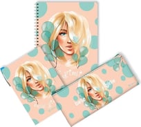 Подарочный набор LAMARK бирюза, тетрадь, блокнот с ручкой, косметичка GF0001-01