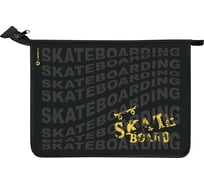 Папка для тетрадей LAMARK skateboard black а4, 1 отделение, молния сверху, ламинированный картон с объемным тиснением, рисунок с двух сторон NF0010-09