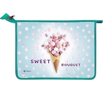 Папка для тетрадей LAMARK sweet bouquet а4, 1 отделение, молния сверху, ламинированный картон с объемным тиснением, рисунок с двух сторон NF0010-01