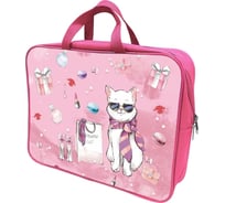 Папка-портфель LAMARK fashion cat а4, 1 отделение, на молнии, с ручками, карман внутри, усиленное дно, печать по ткани с одной стороны DC0025-11