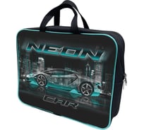 Папка-портфель LAMARK neon car а4, 1 отделение, на молнии, с ручками, карман внутри, усиленное дно, печать по ткани с одной стороны DC0025-06