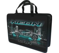 Папка-портфель LAMARK neon car а4, 34x24,5x70 мм, 1 отделение, на молнии, с ручками, печать по пластику с двух сторон DC0035-16