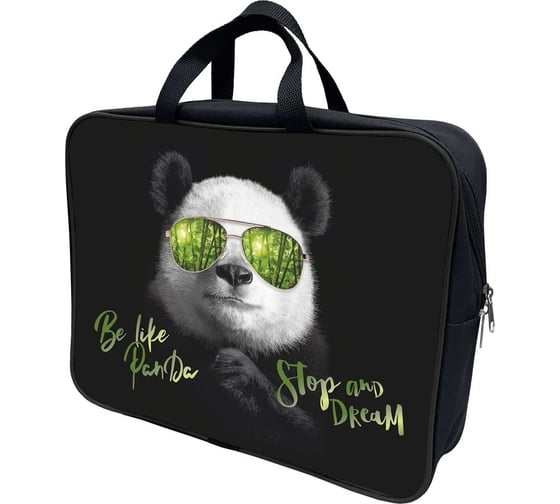 Папка-портфель LAMARK panda а4, 1 отделение, на молнии, с ручками, карман внутри, усиленное дно, печать по ткани с одной стороны DC0025-08