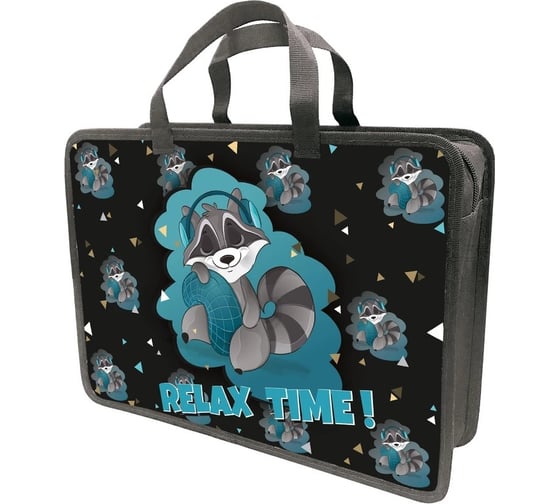 Папка-портфель LAMARK relax time а4, 34x24,5x7 см, 1 отделение, на молнии, с ручками, печать по пластику с двух сторон DC0035-08 1