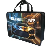 Папка-портфель LAMARK supercar a4, 1 отделение, 34x24,5x7 см, на молнии, с ручками, печать по пластику с двух сторон DC0035-03