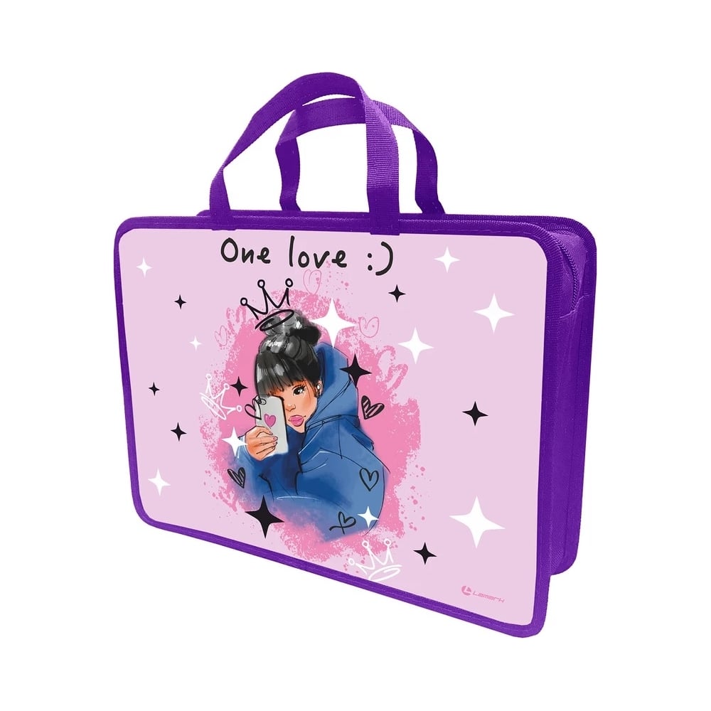 Папка-портфель LAMARK селфи a4, 1 отделение, 34x24,5x7 см, на молнии, с ...