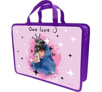 Папка-портфель LAMARK селфи a4, 1 отделение, 34x24,5x7 см, на молнии, с ручками, печать по пластику с двух сторон DC0035-06