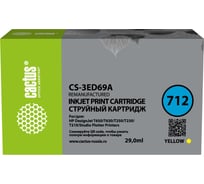 Струйный картридж Cactus CS-3ED69A 712 желтый, 29 мл, для HP DJ T230/630 1901444 27734274