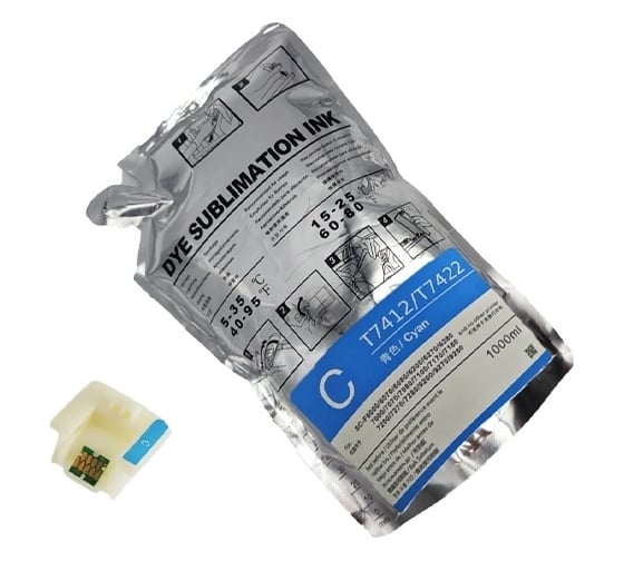 Струйный картридж Cactus CS-EPT7412 T7412 голубой, 1000 мл, для Epson SureColor SC-F6000/6200/7000 1914854