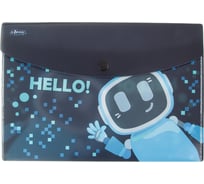 Папка-конверт на кнопке А5 №1 School Комус Класс Robot Hello 2шт/уп 1725969
