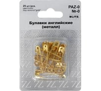 Английские булавки BLITZ PAZ-0 №0 под золото, железо, 25 шт, 28 мм 186012