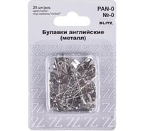 Английские булавки BLITZ PAN-0 №0 под никель, железо, 25 шт, 28 мм 186013