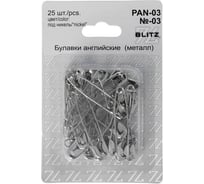 Английские булавки BLITZ PAN-03 №03 под никель, железо, 25 шт, 45 мм 186023
