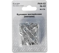 Английские булавки BLITZ PAN-02 №02 под никель, железо, 25 шт, 36 мм 186021