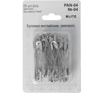 Английские булавки BLITZ PAN-04 №04 под никель, железо, 25 шт, 55 мм 186025