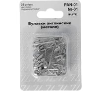 Английские булавки BLITZ PAN-01 №01 под никель, железо, 25 шт, 32 мм 186019